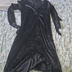 Elegant Black Velvet Witch Dress Costume